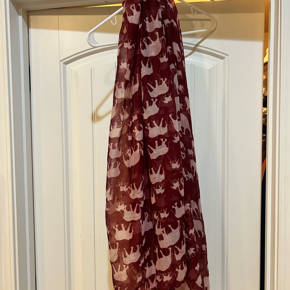 Red Elephant Print Scarf